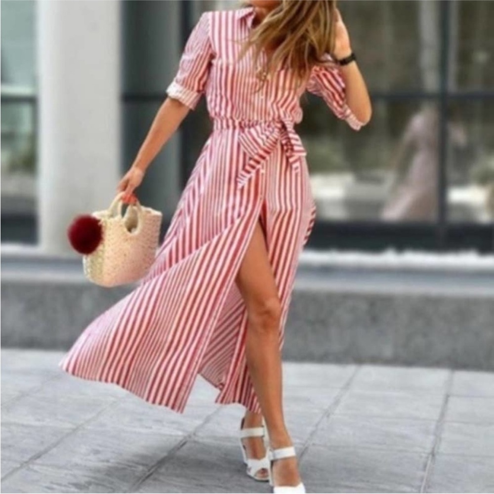 Zara striped shirt dress
